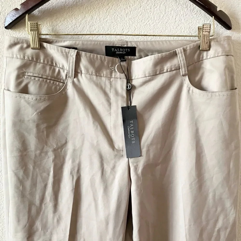 NEW Talbots Beige Minimalist Business Casual Office Signature Boot Trousers 12 - Picture 2 of 7